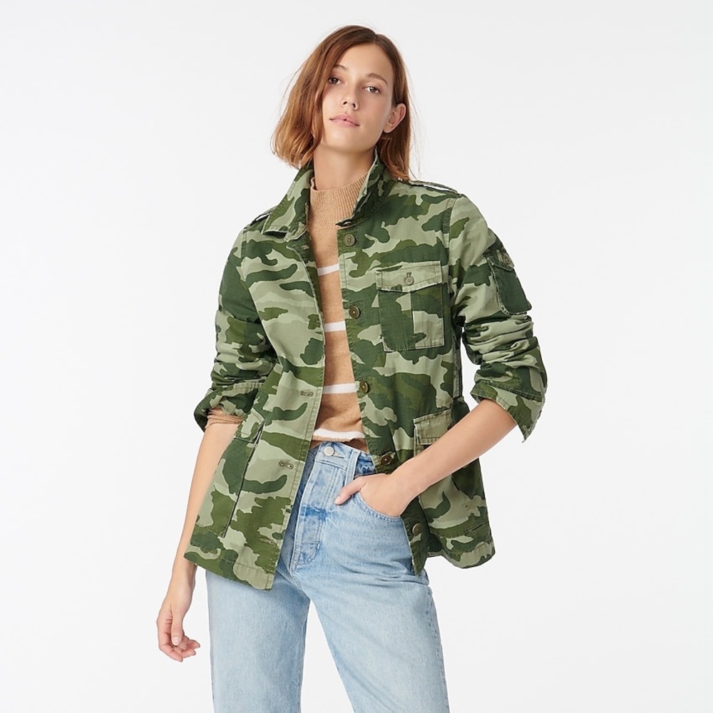 NWT- J Crew Garment Dyed Lightweight Jacket in Camo